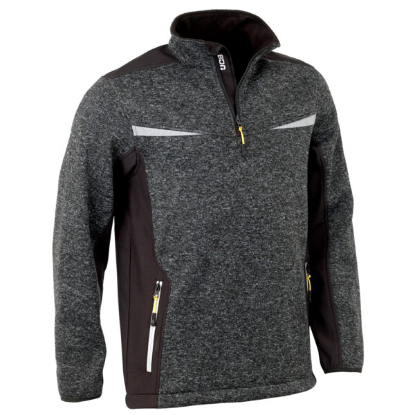 JCB TRADE ELMHURST II GREY QUARTER ZIP KNITTED JUMPER